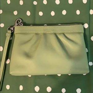 Green leather Coach Wristlet